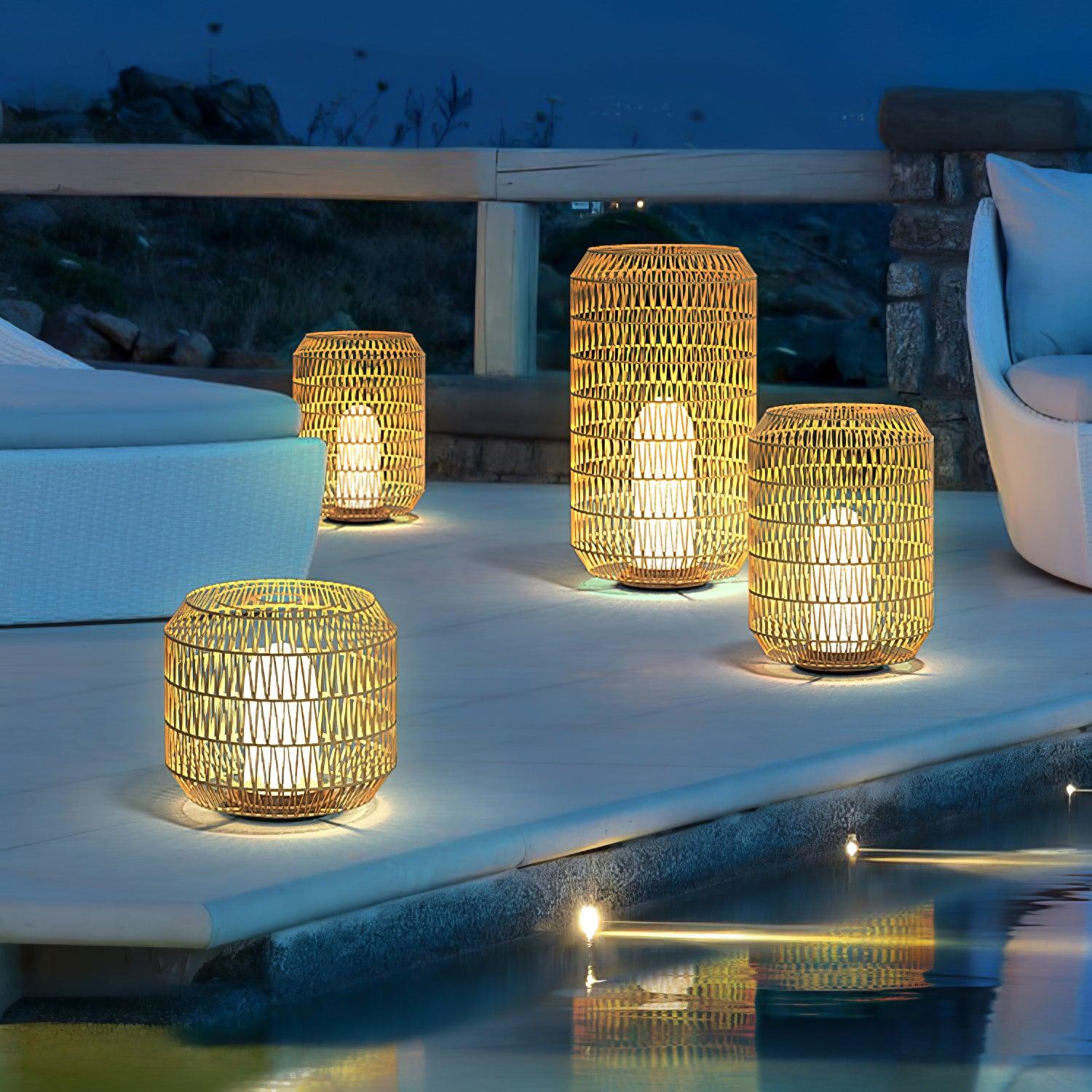 Woven Rattan Outdoor Lamp