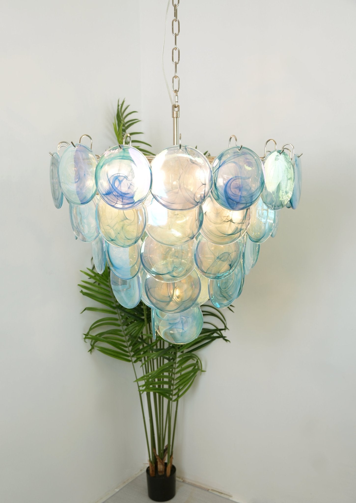 Blue Murano Disc Chandelier