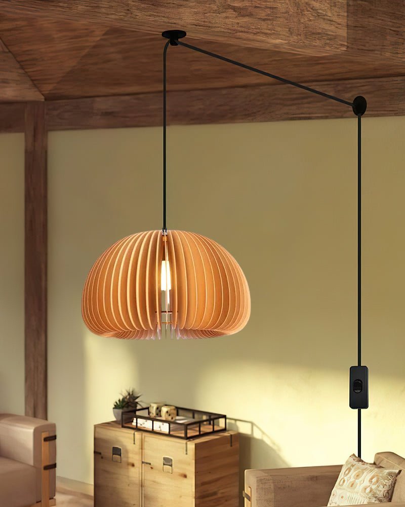 Wooden Pumpkin Swag Lights