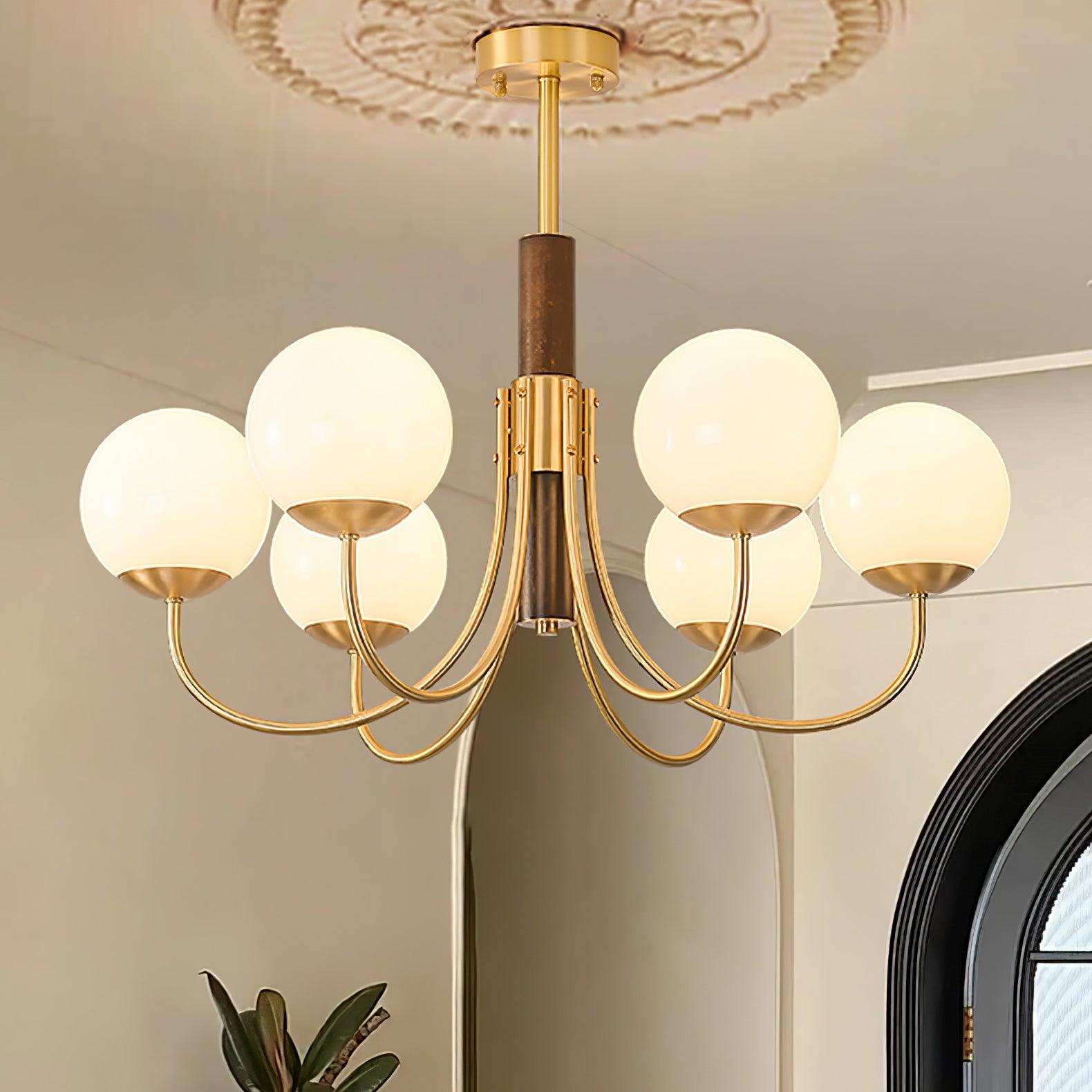 Midas Touch Walnut Sphere Chandelier