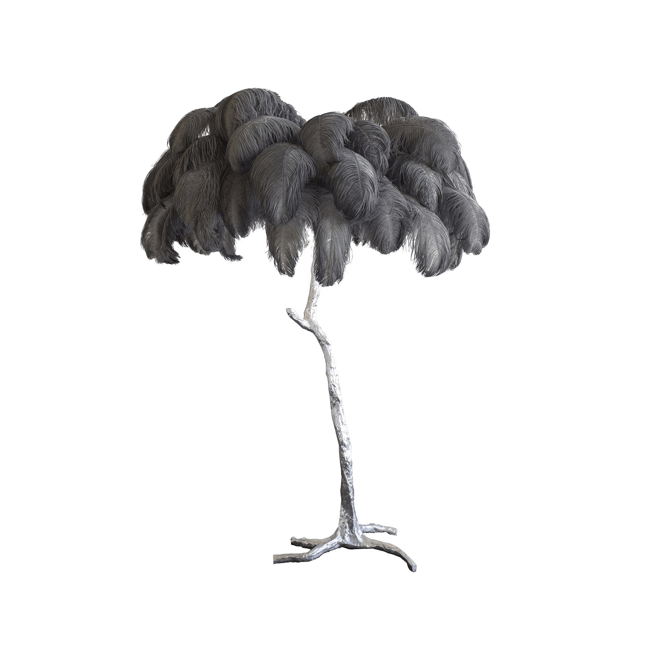 Ostrich Feather Brass Floor Lamp