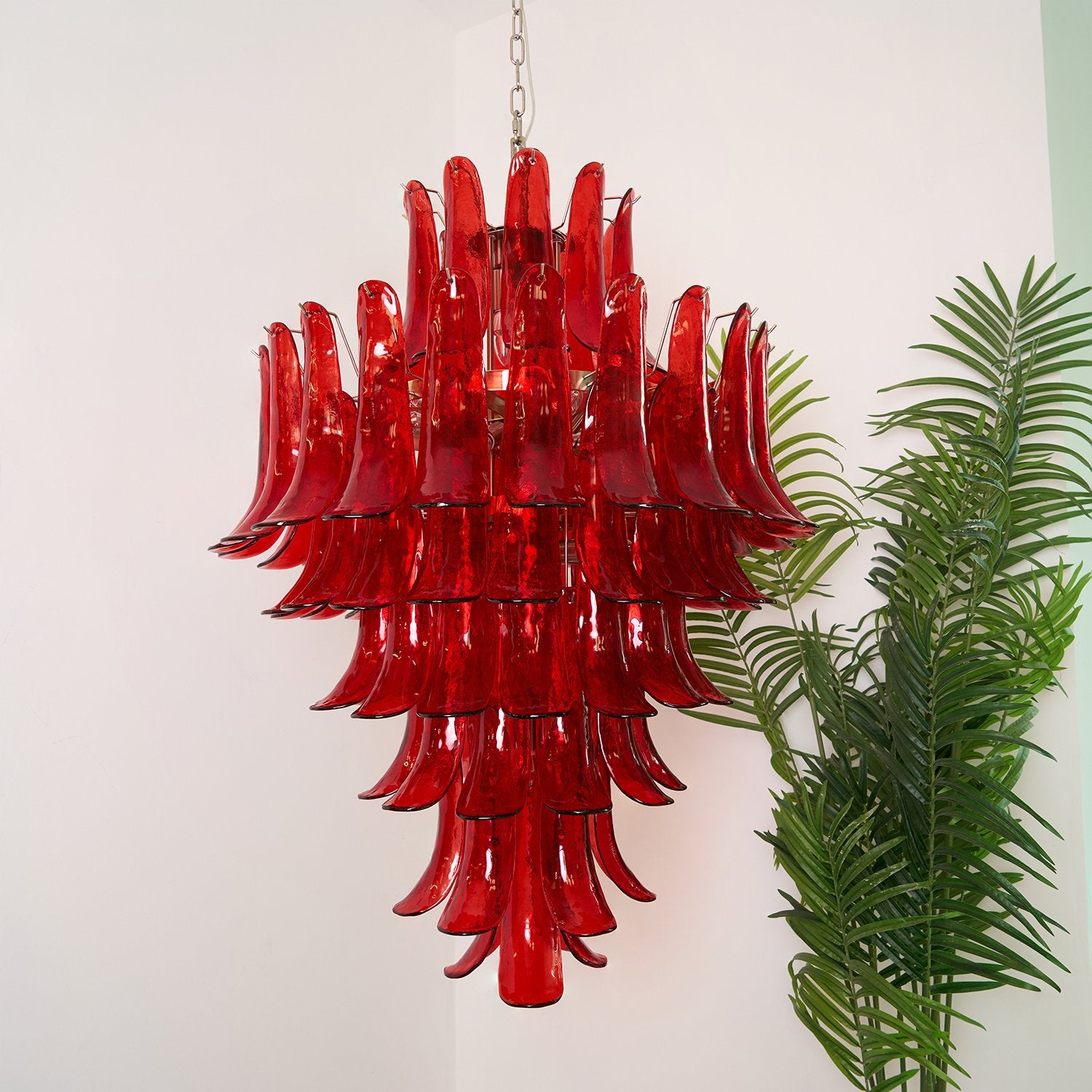 Murano Crimson Cascade Chandelier