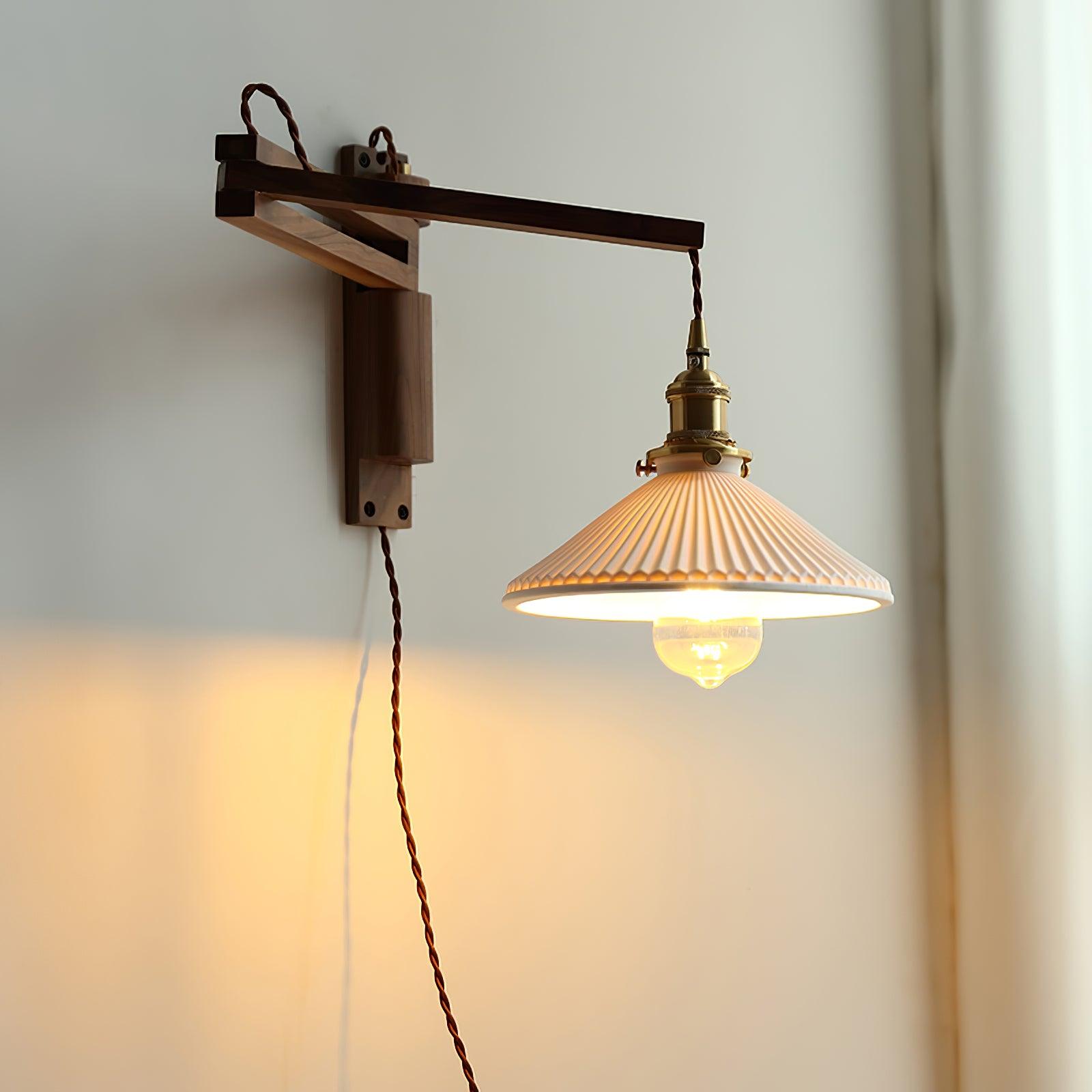 Walnut Swing Arm Wall Lamp