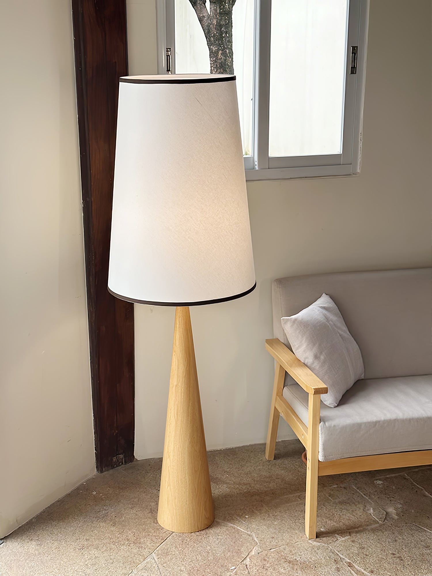 Faux Wood Conical Floor Lamp