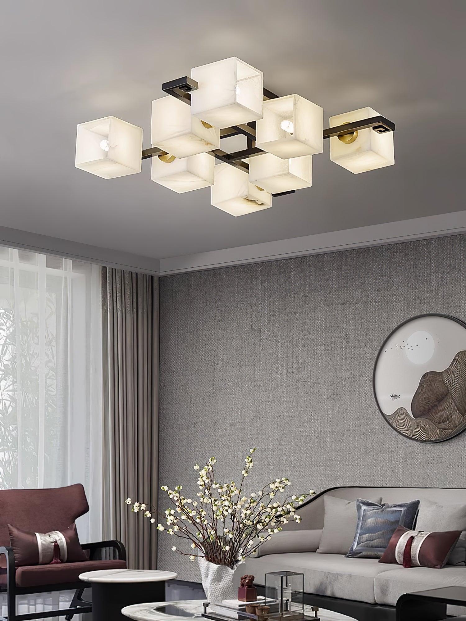 Cubist Alabaster Cluster Ceiling Lamp