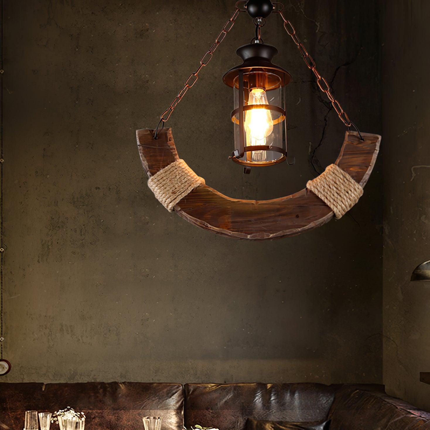 Nautical Industrial Style Wooden Chandelier