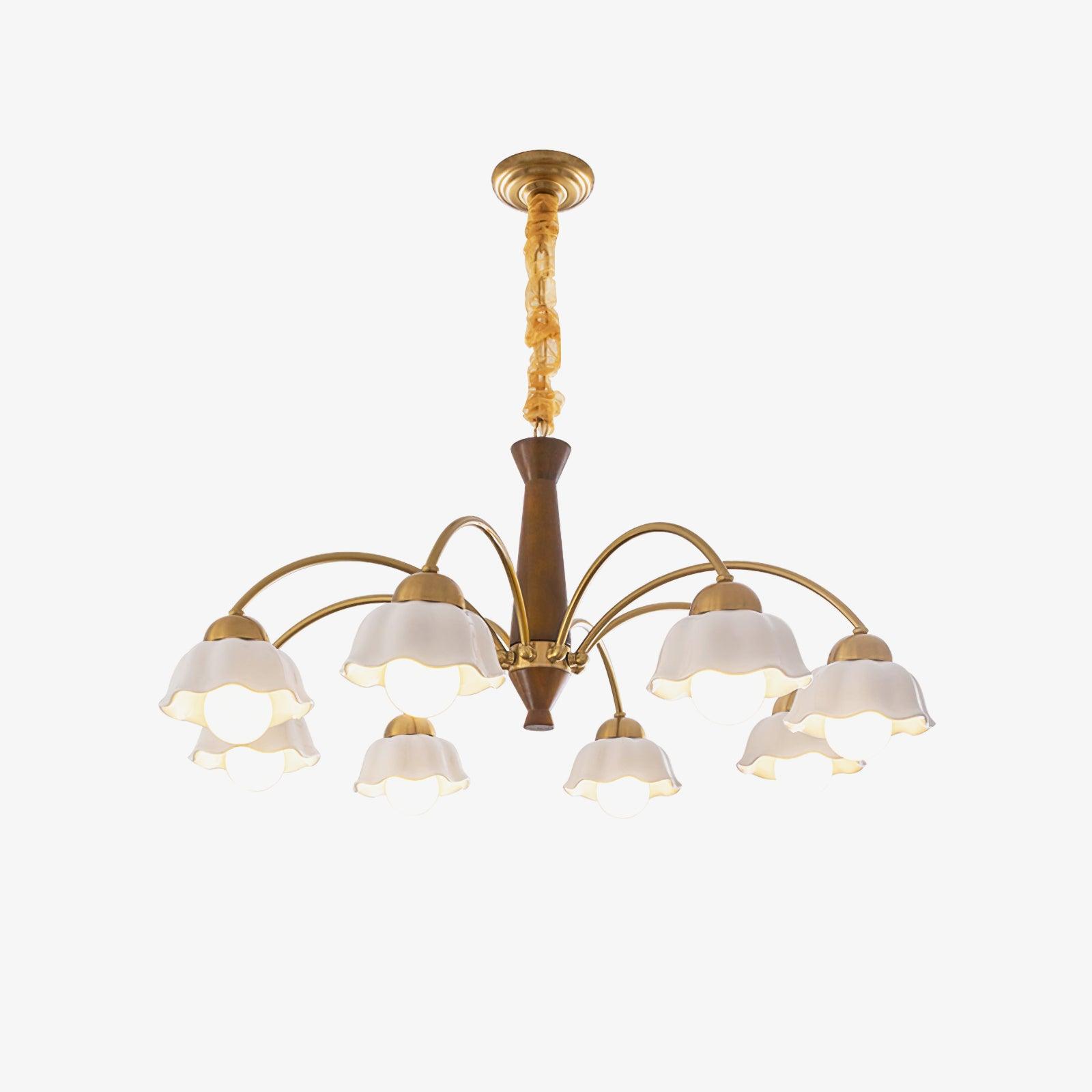 Swedish Modern Brass Chandelier