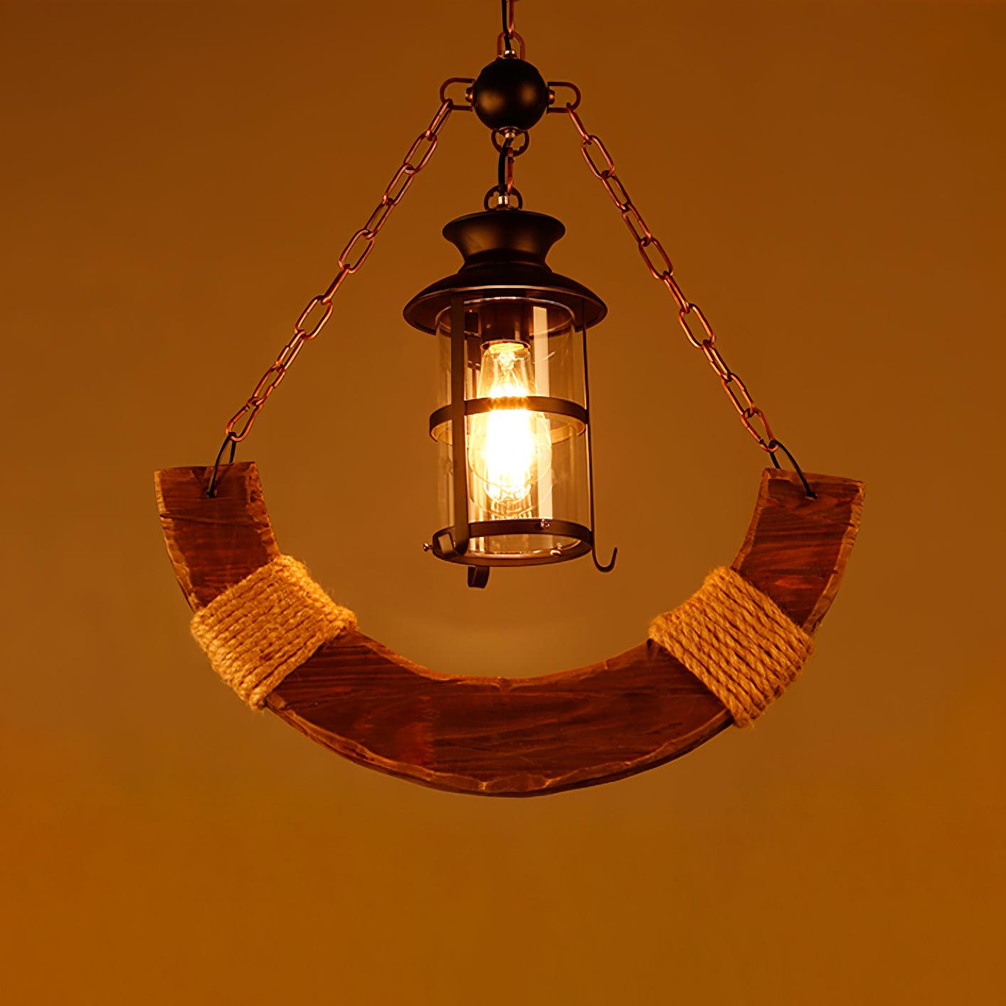 Nautical Industrial Style Wooden Chandelier