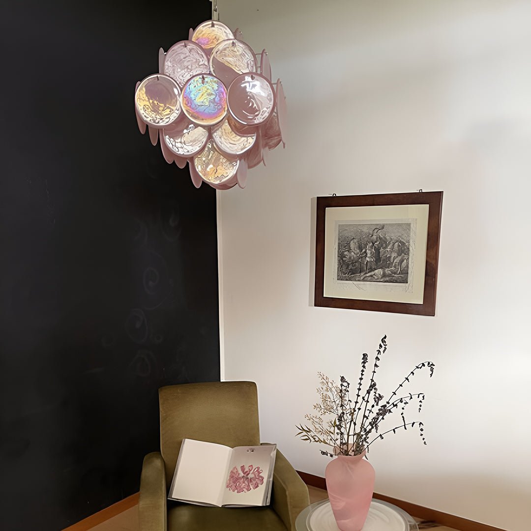 Murano Pink Disks Chandelier