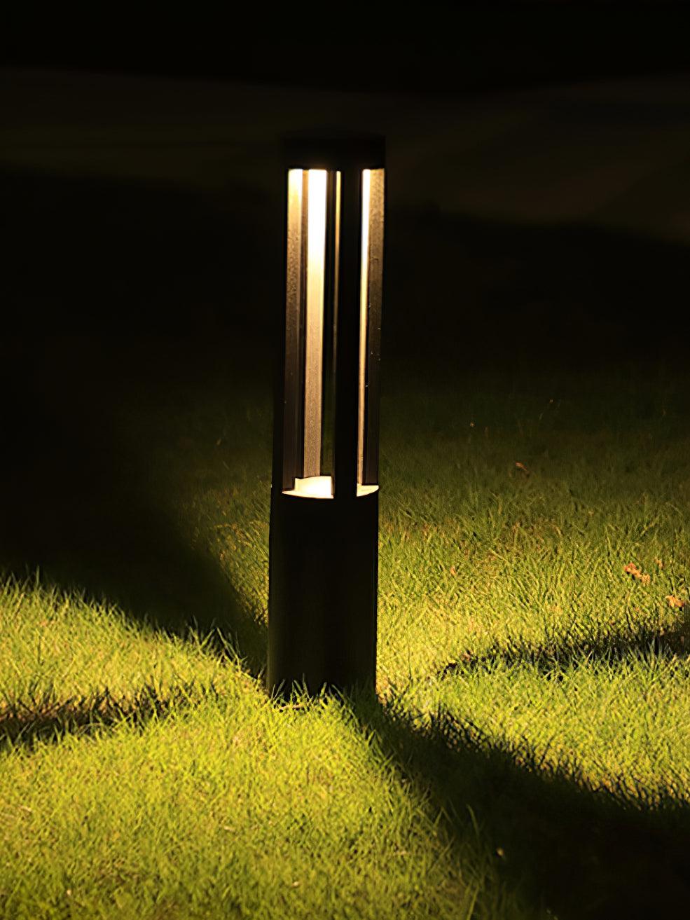 Black Cylindrical Solar Outdoor Post Light