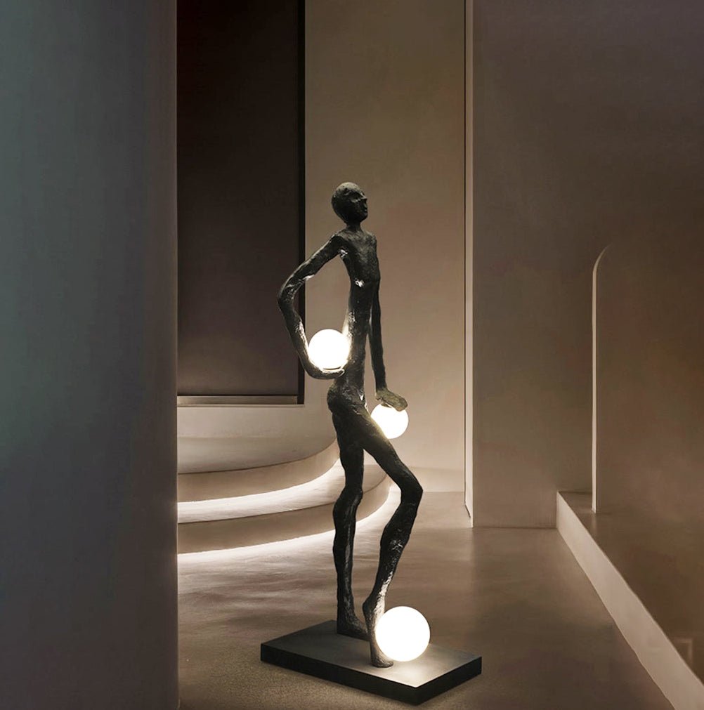 Kicking Ball Sculpture Character Floor Lamp