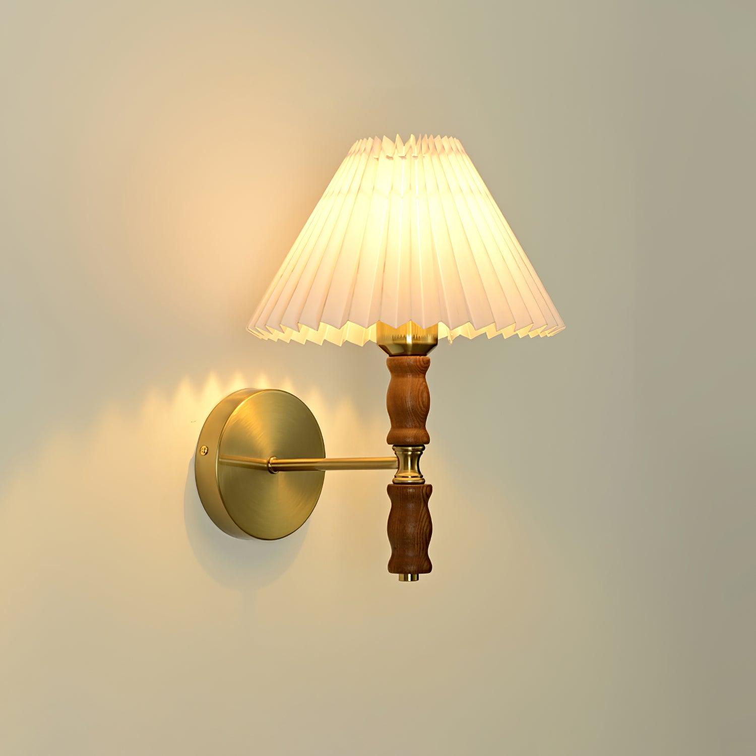 Pleated Walnut Wall Light