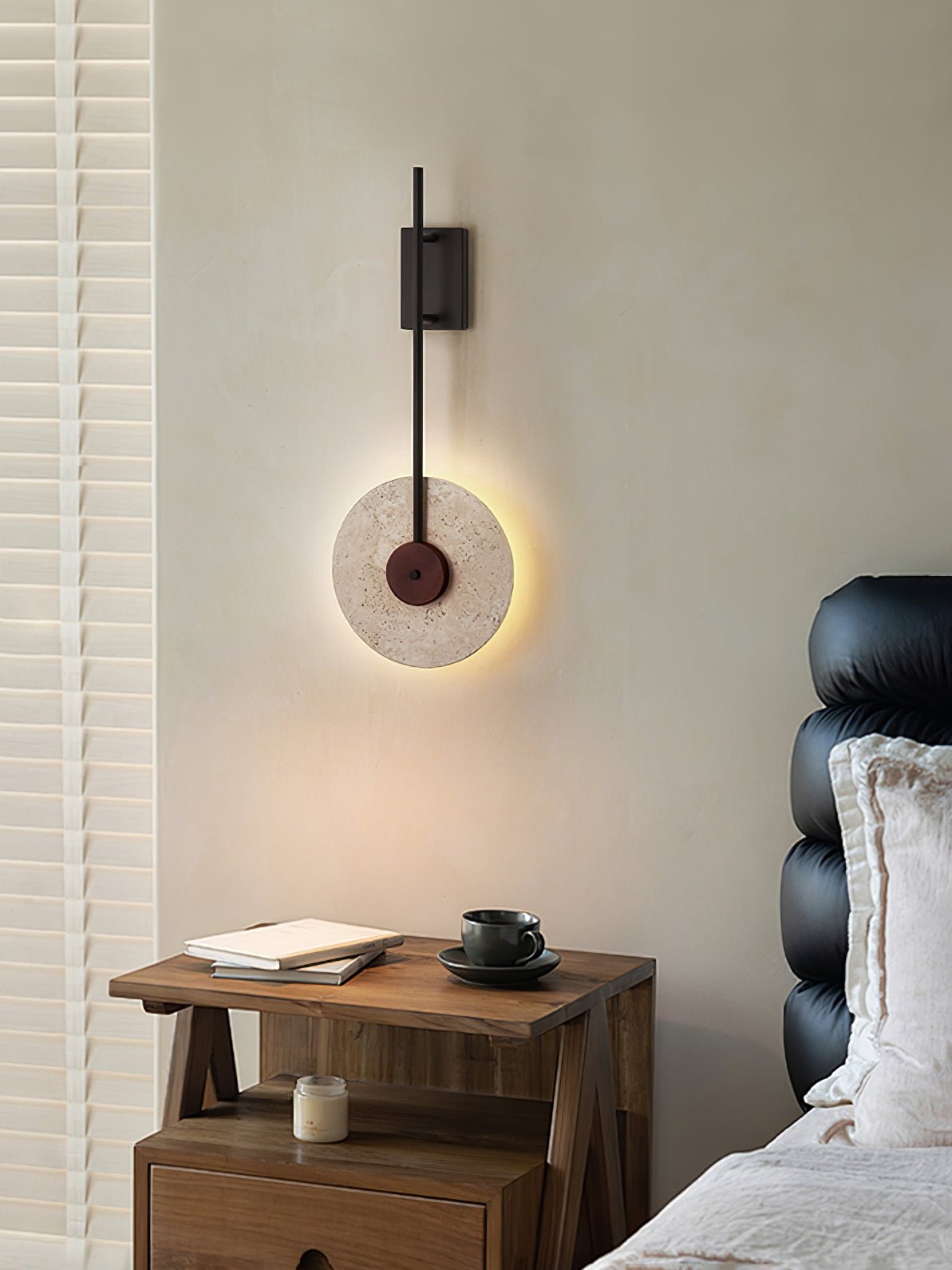 Disc Travertine Wall Lamp