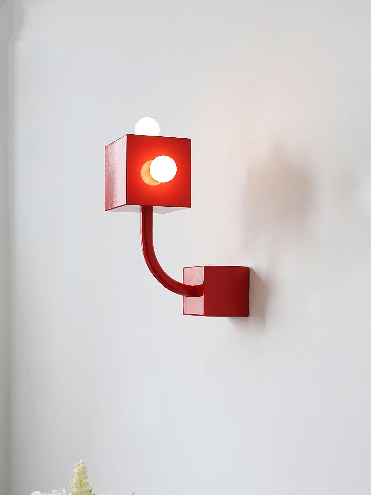 Red Cube Wall Lamp