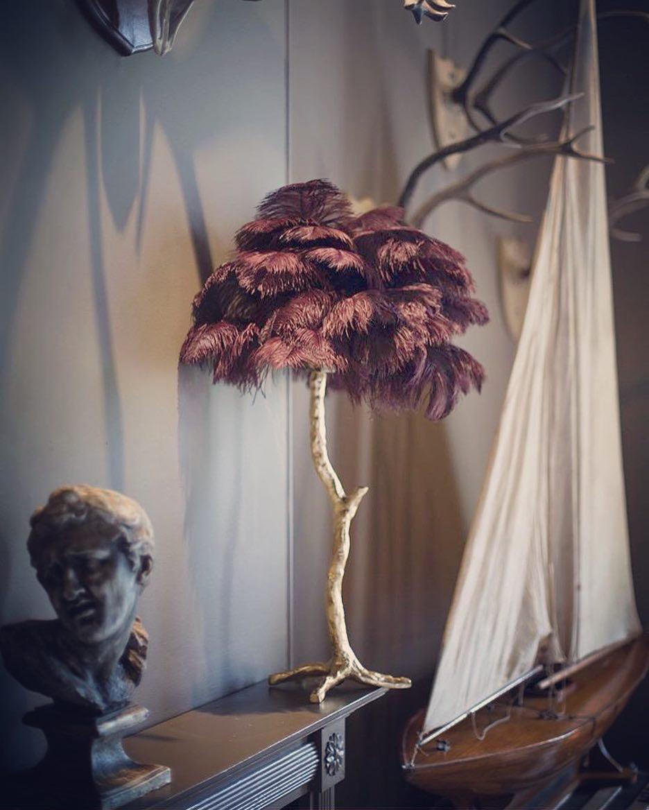 Ostrich Feather Table Lamp