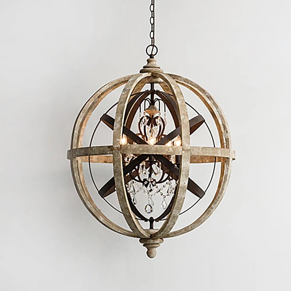 Retro Globe Weathered Chandelier