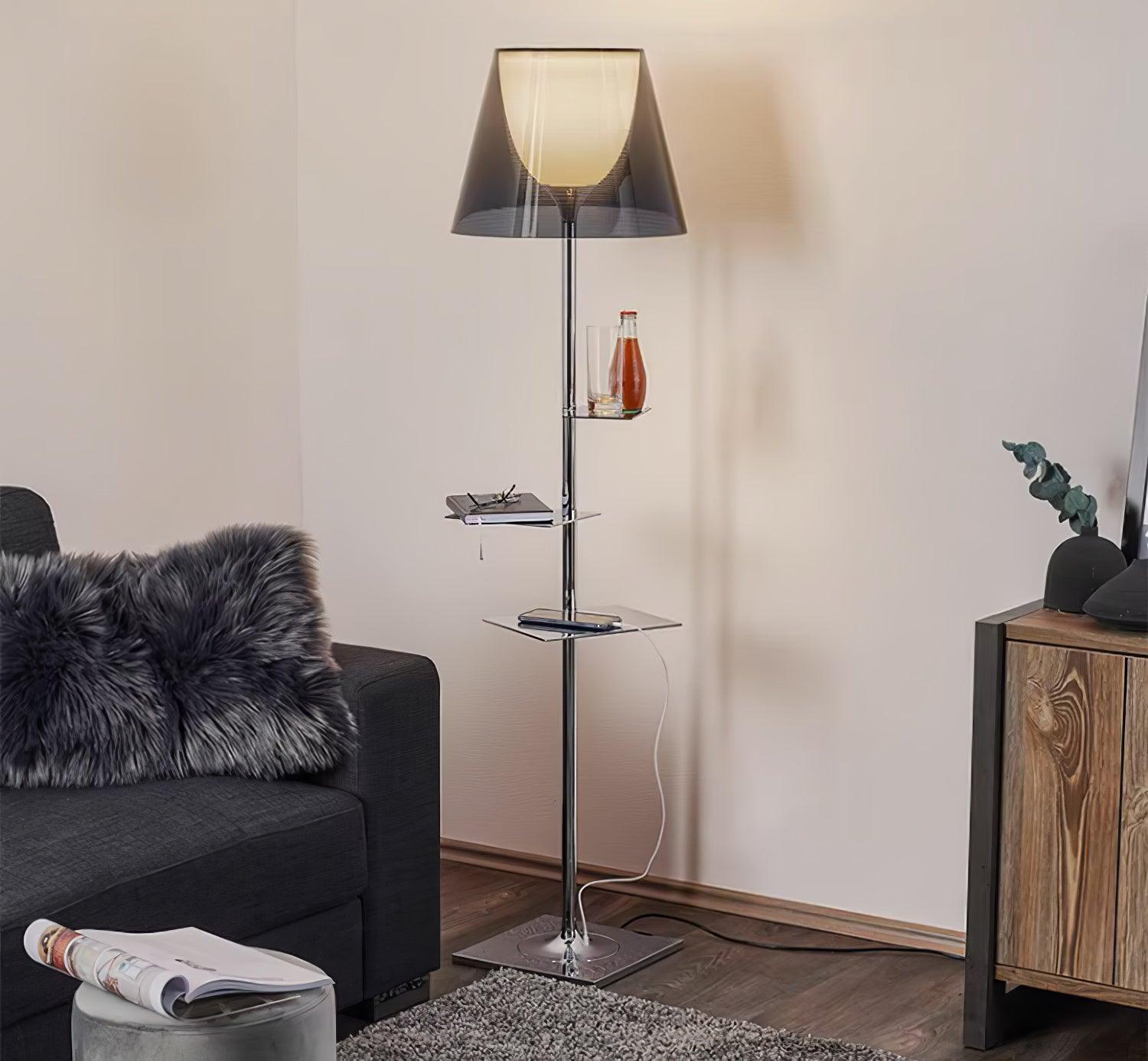 Chrome Prism Side Table Floor Lamp