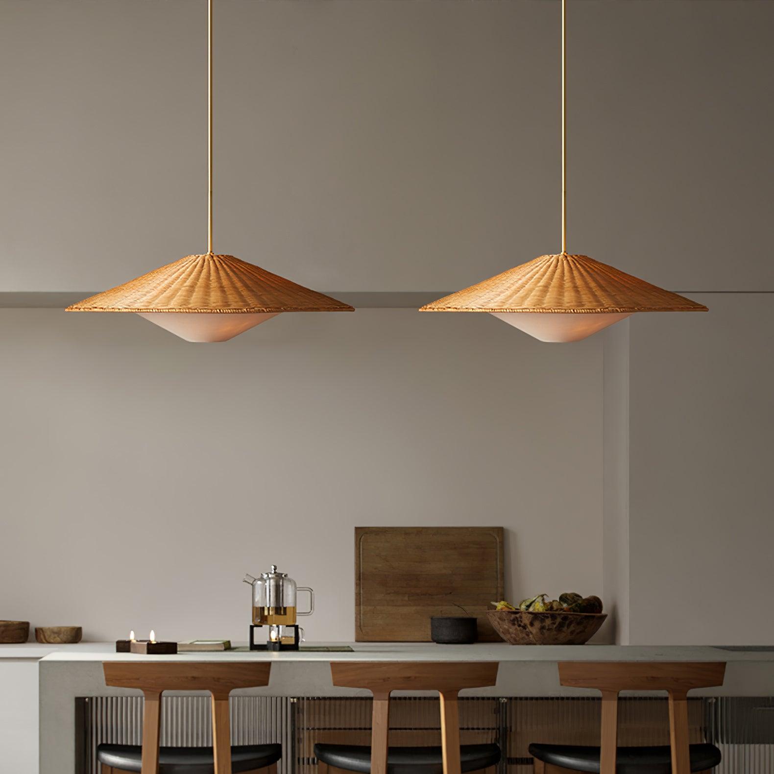 Rattan Hat Pendant Light