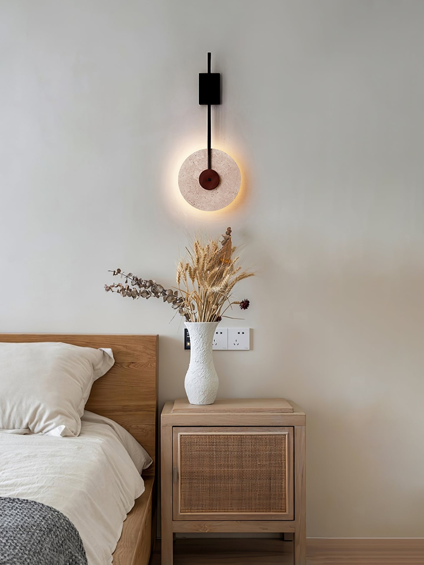 Disc Travertine Wall Lamp