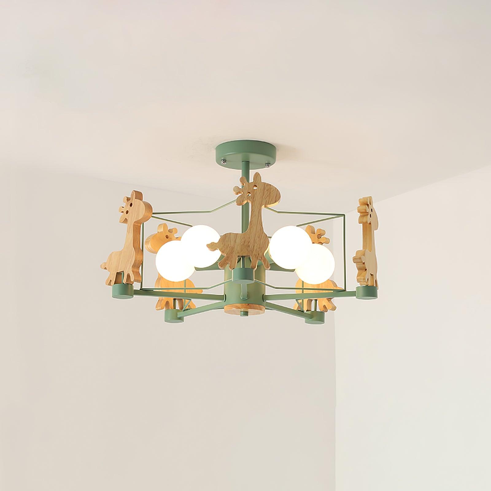 Lovely Deer Wooden Chandelier