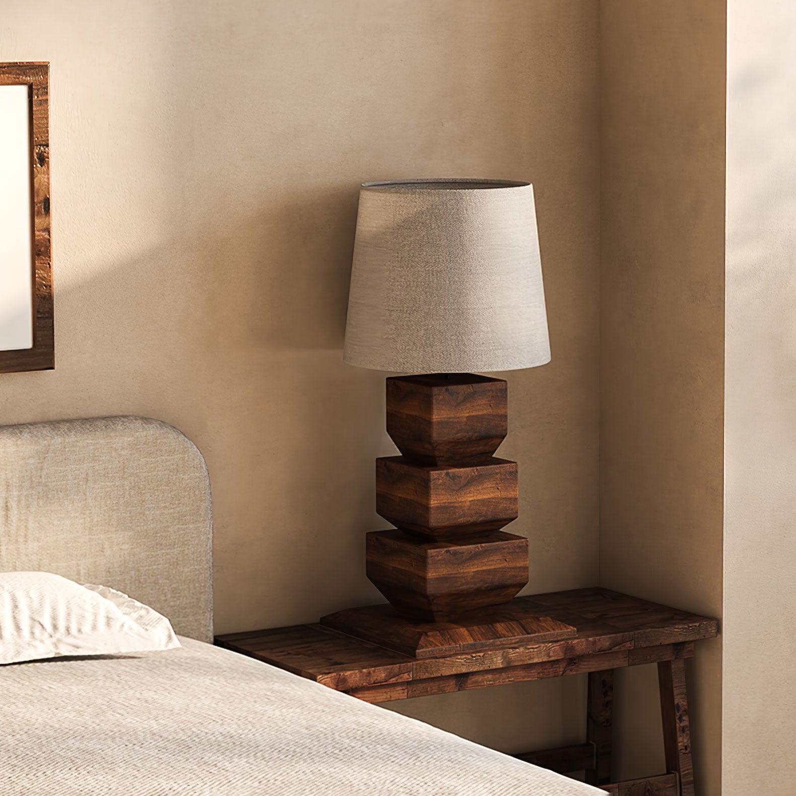 Stacked Wooden Table Lamp