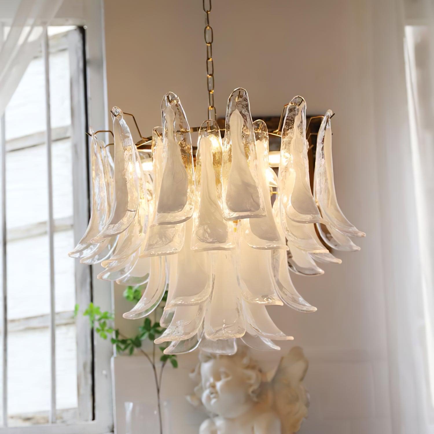 Glass Leaf Cascade Chandelier