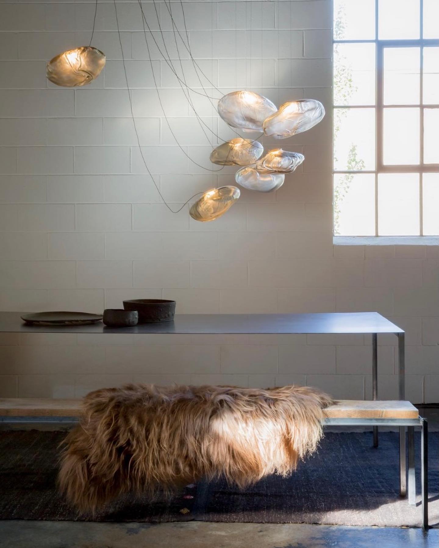 Blown Glass Mesh Pendant Light