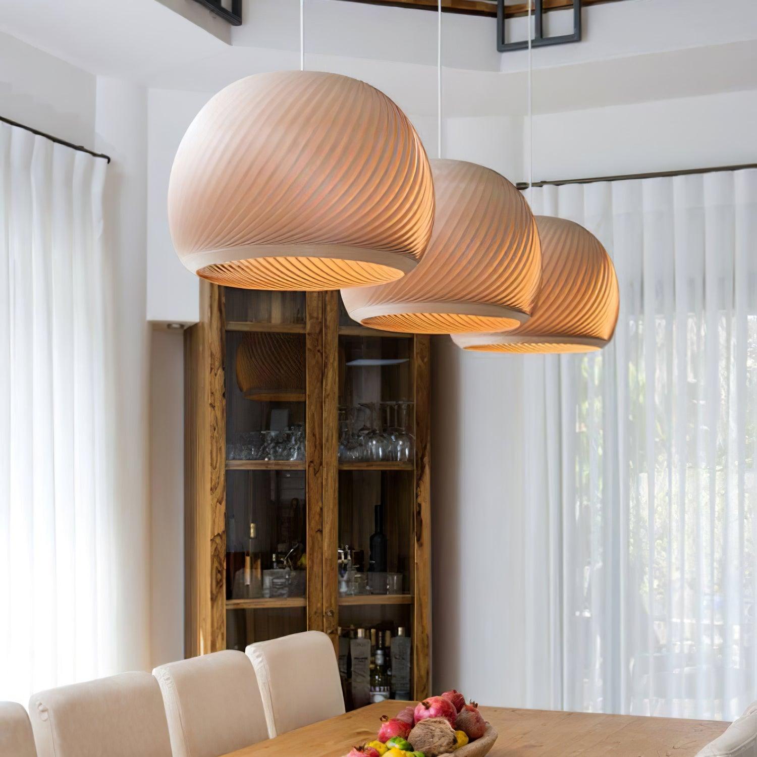 Aurora Whorl Wood Pendant Lamp