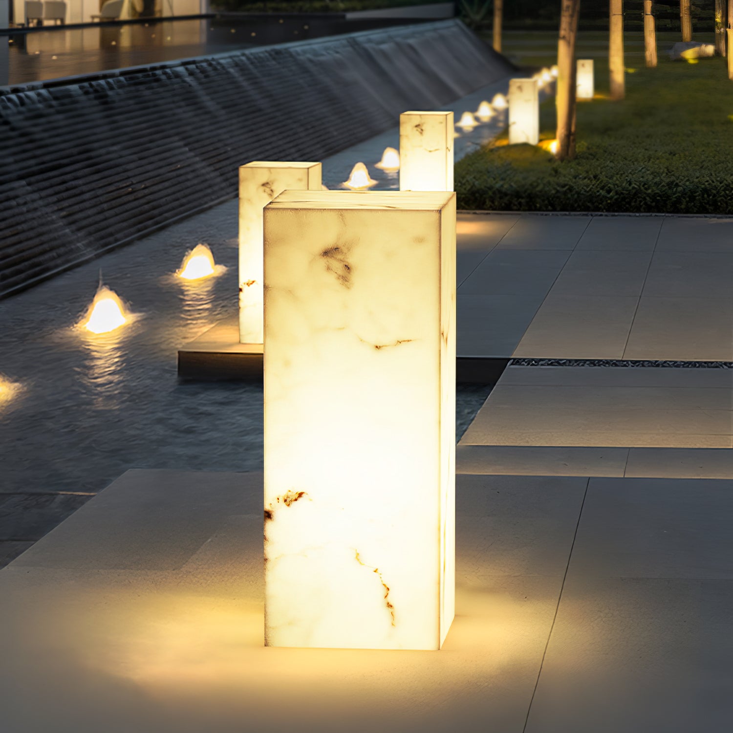 Imitation Marble Cube Outdoor Light