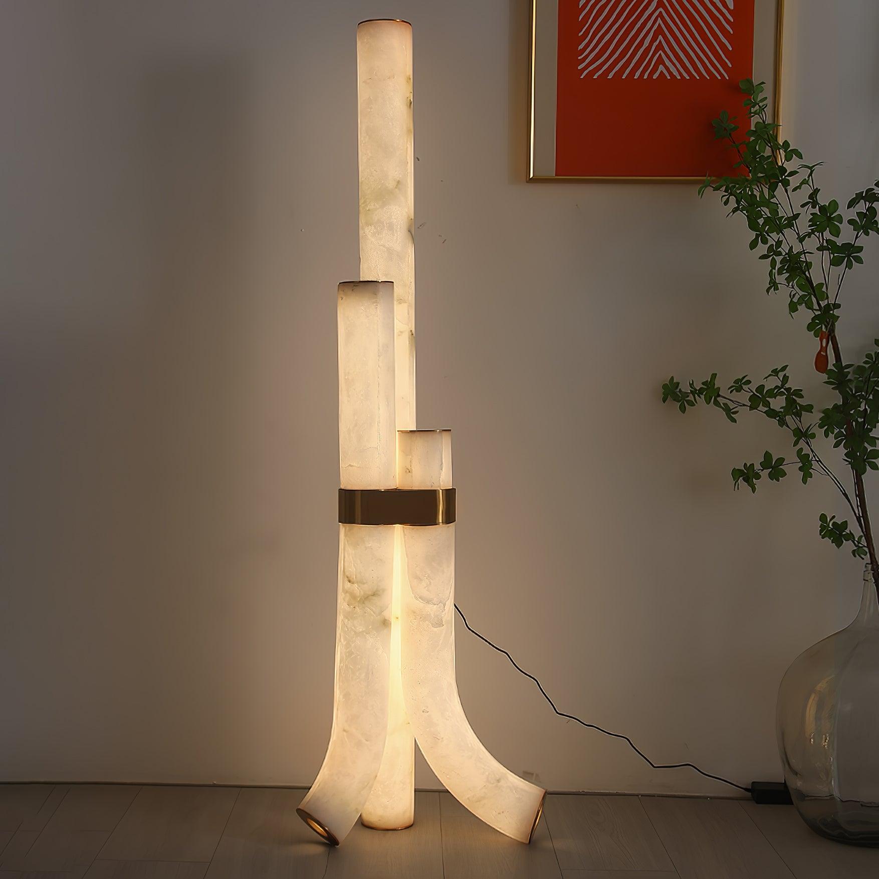 Piped Alabaster Floor Lamp