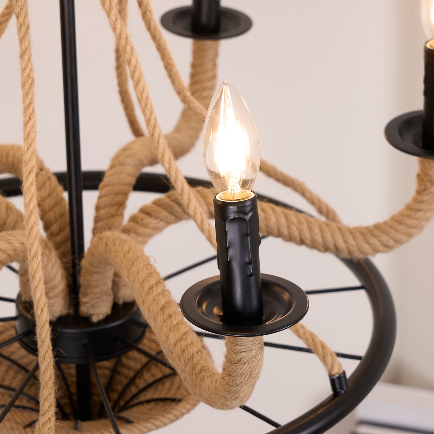 Hemp Rope Industrial Large Wheel Chandelier