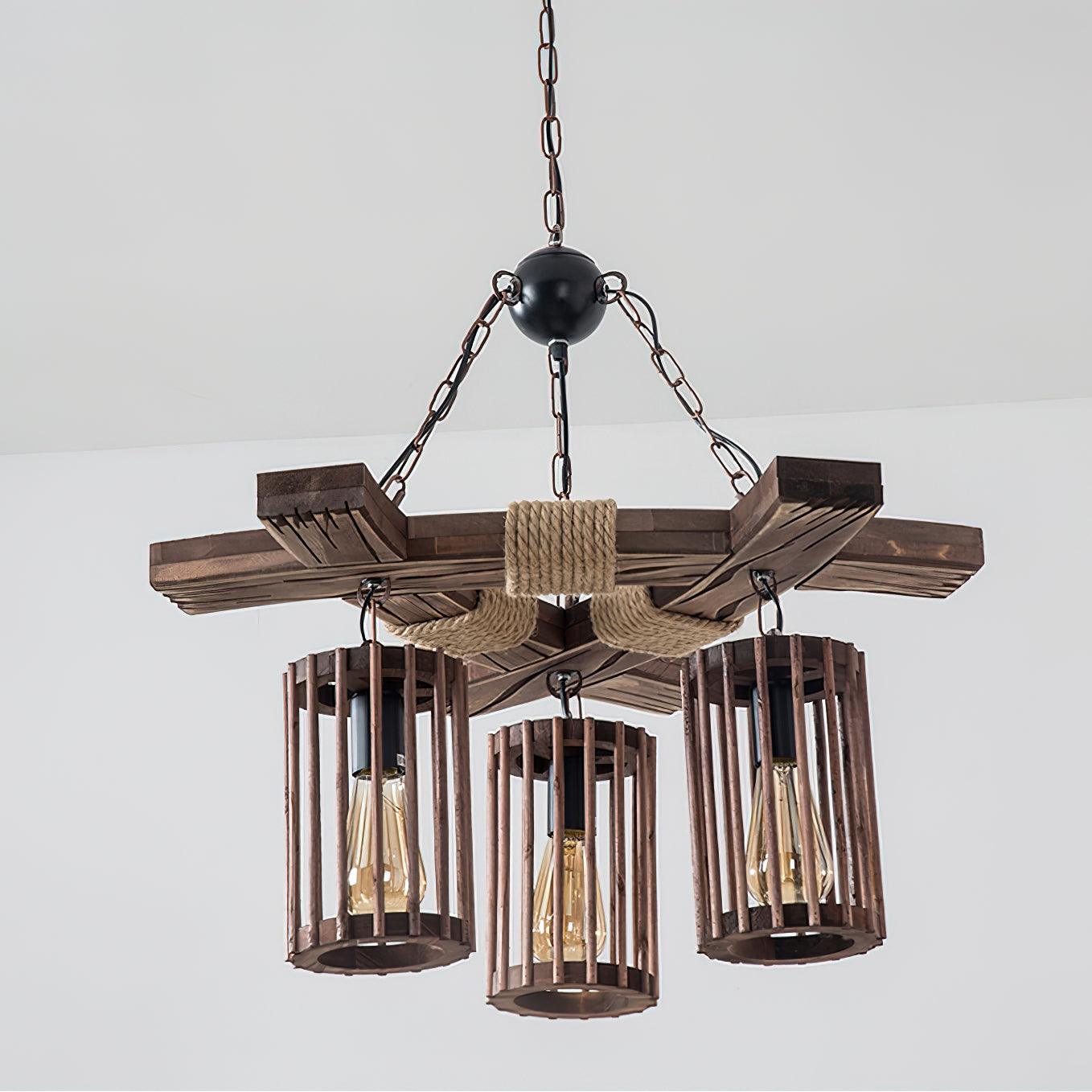 Retro Solid Wood Chandelier