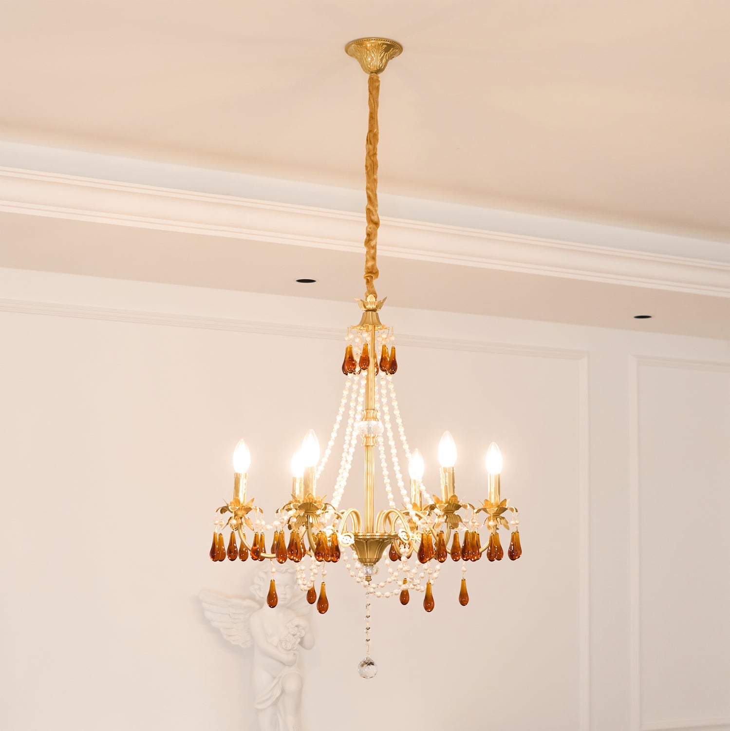 Aureate Amber Crystal Chandelier