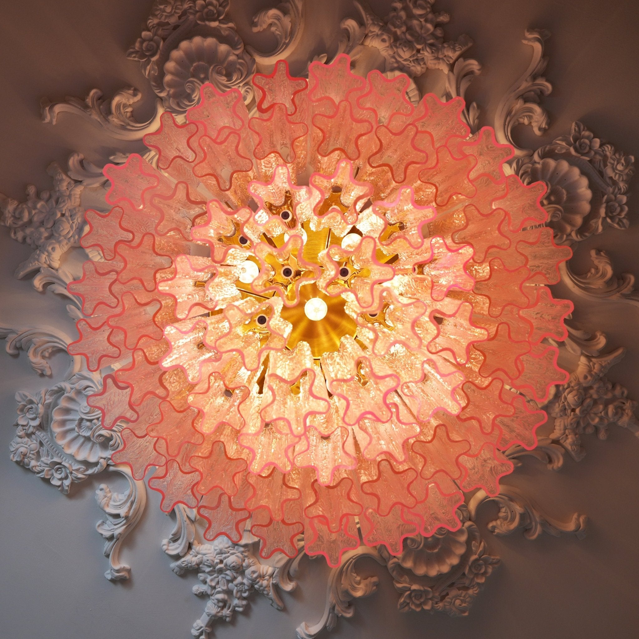 Murano Pink Glass Ceiling Light