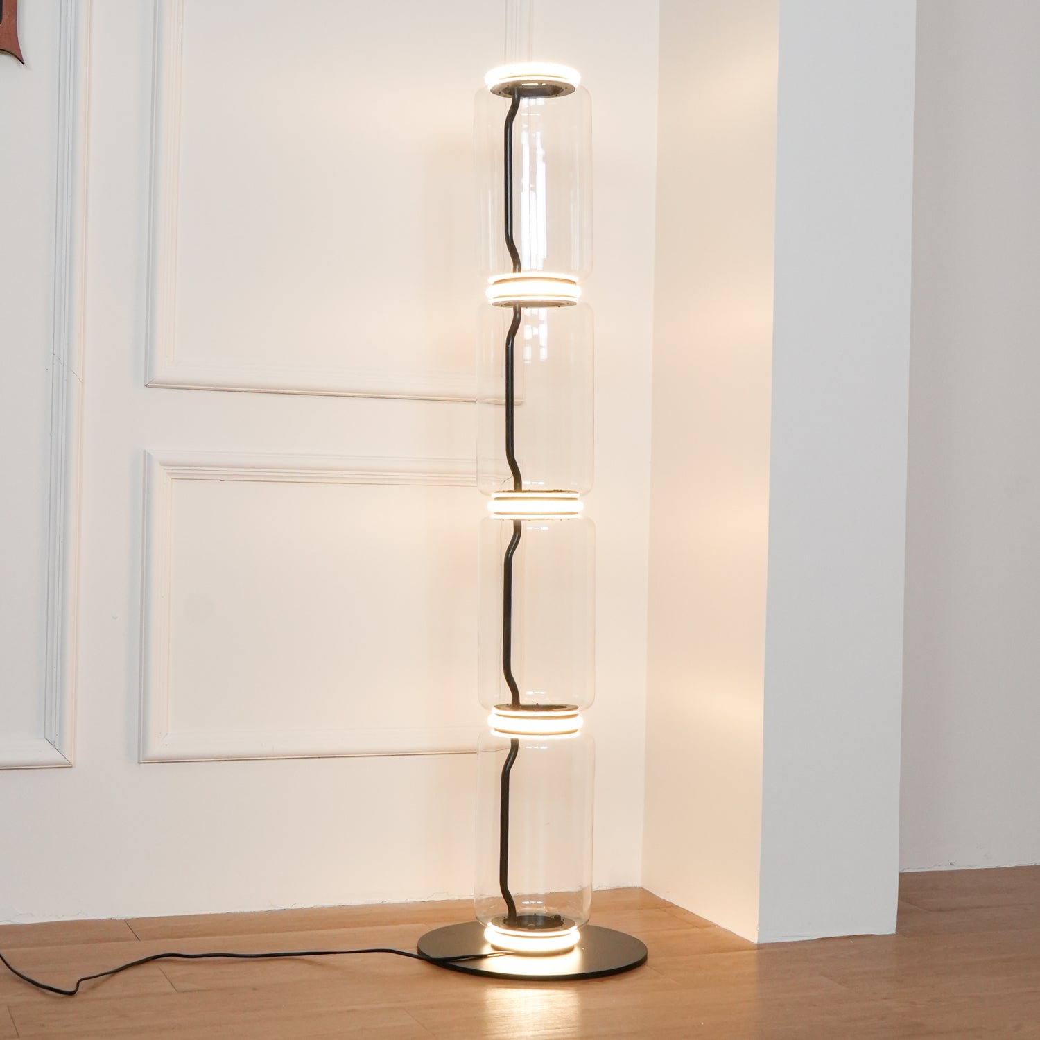 Bamboo Glass Floor Lamp