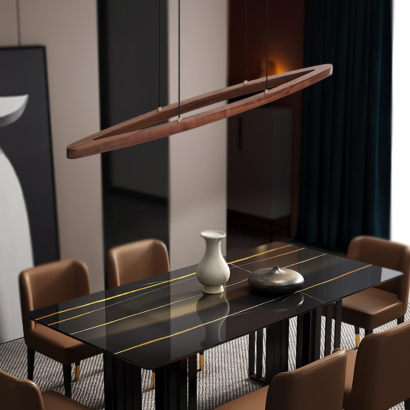 Walnut Arc Linear Pendant Lamp