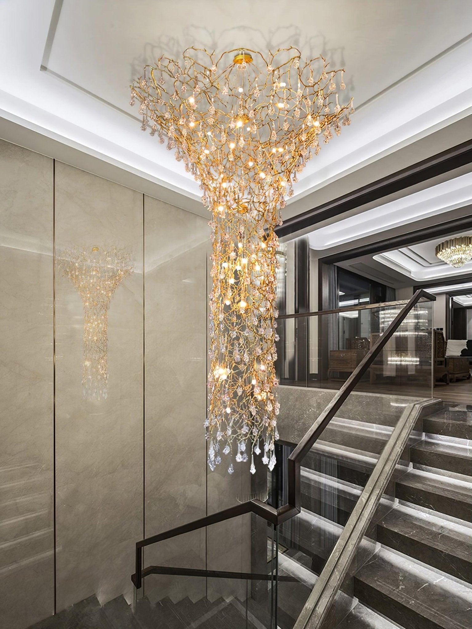 Tree Branch Staircase Chandelier