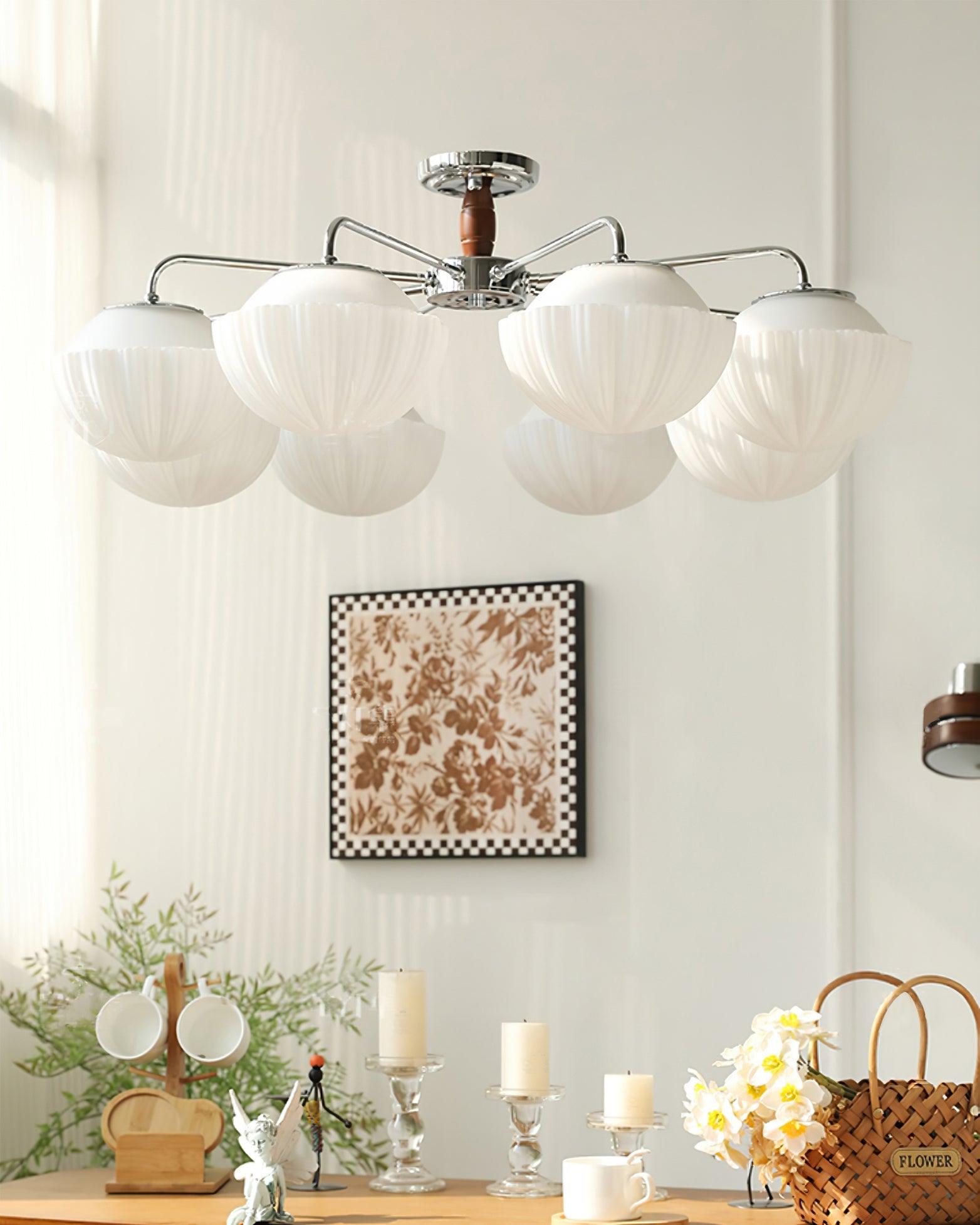 Ribbed Walnut Ceiling Lamp