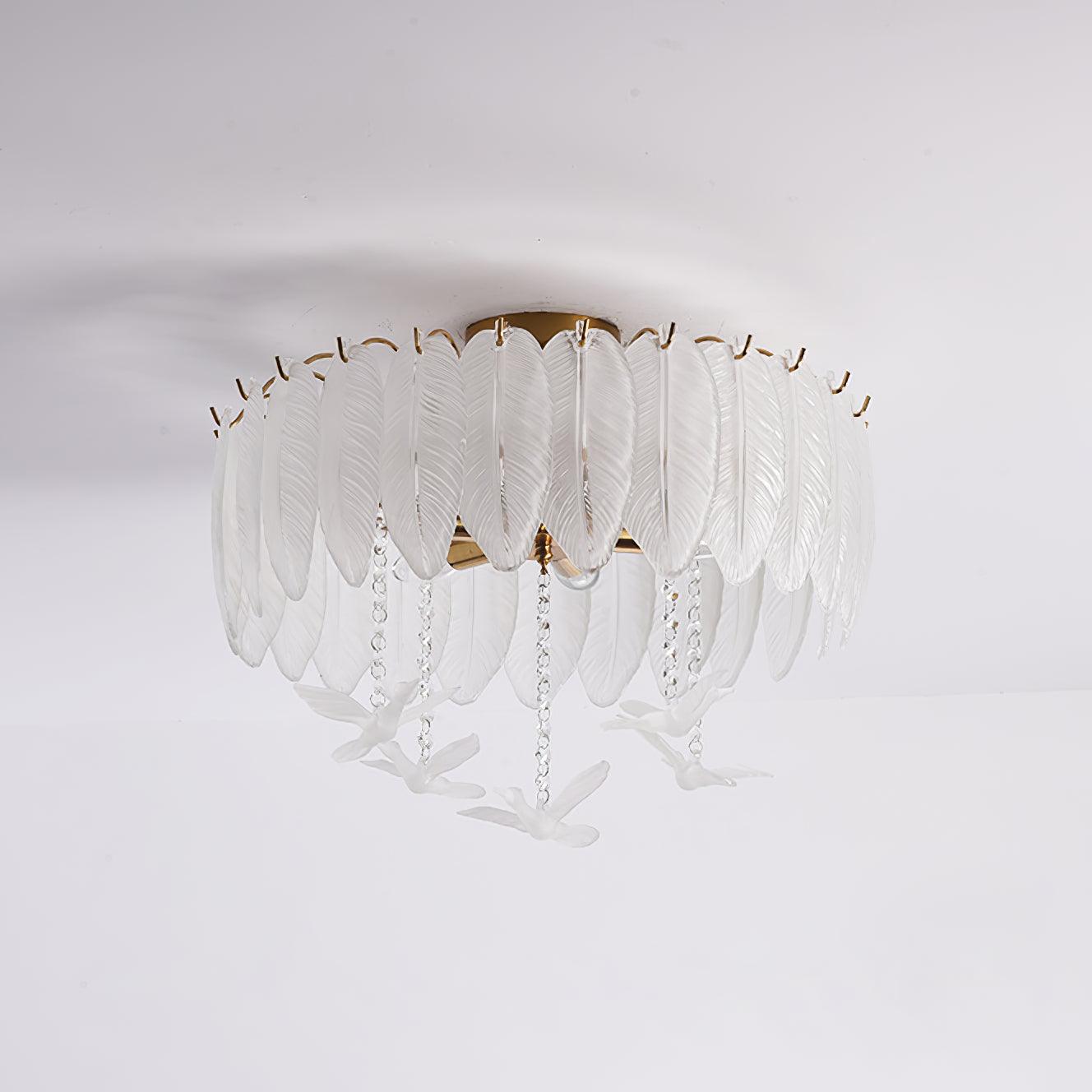 Glass Feather Ceiling Light