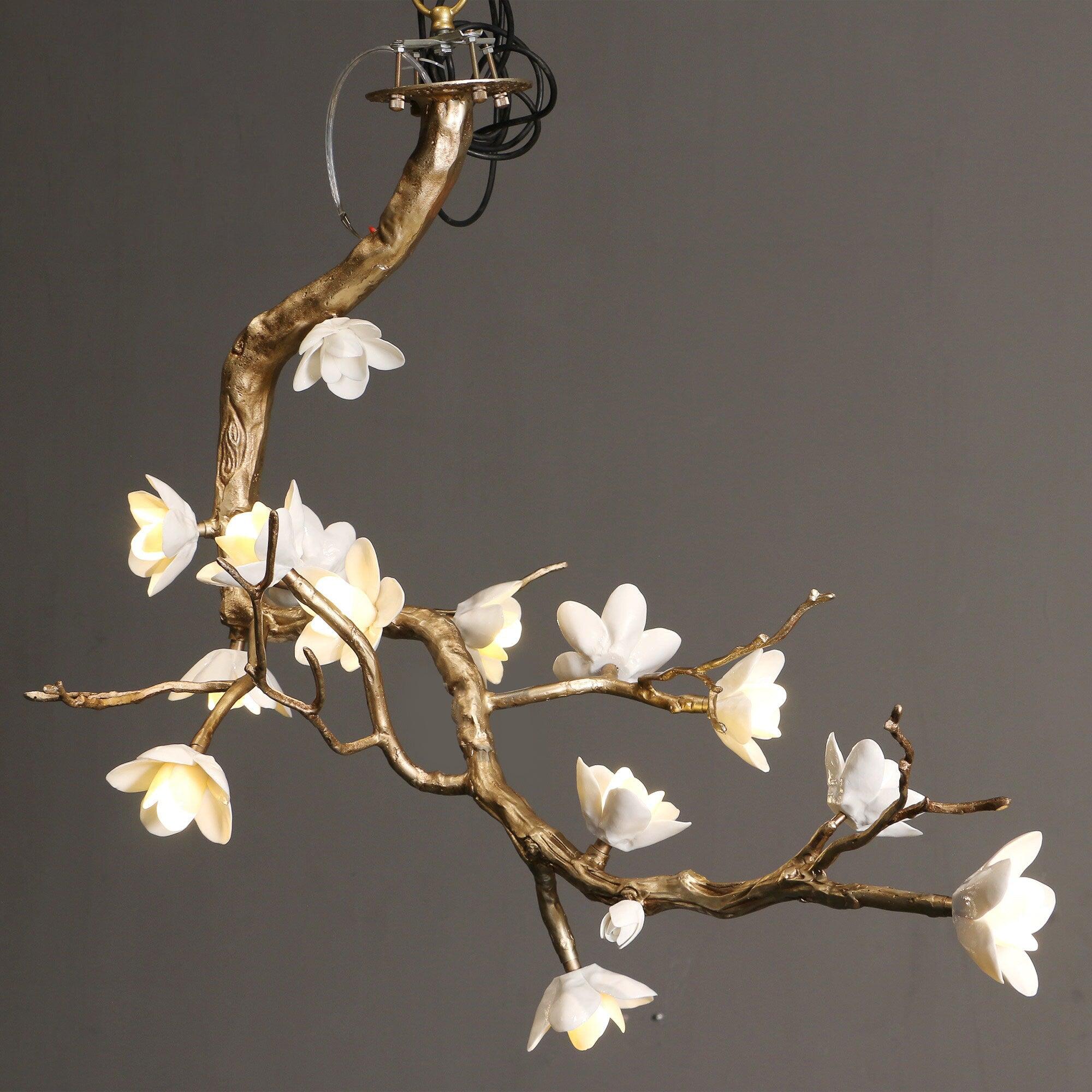 Brass Flower Branch Chandelier