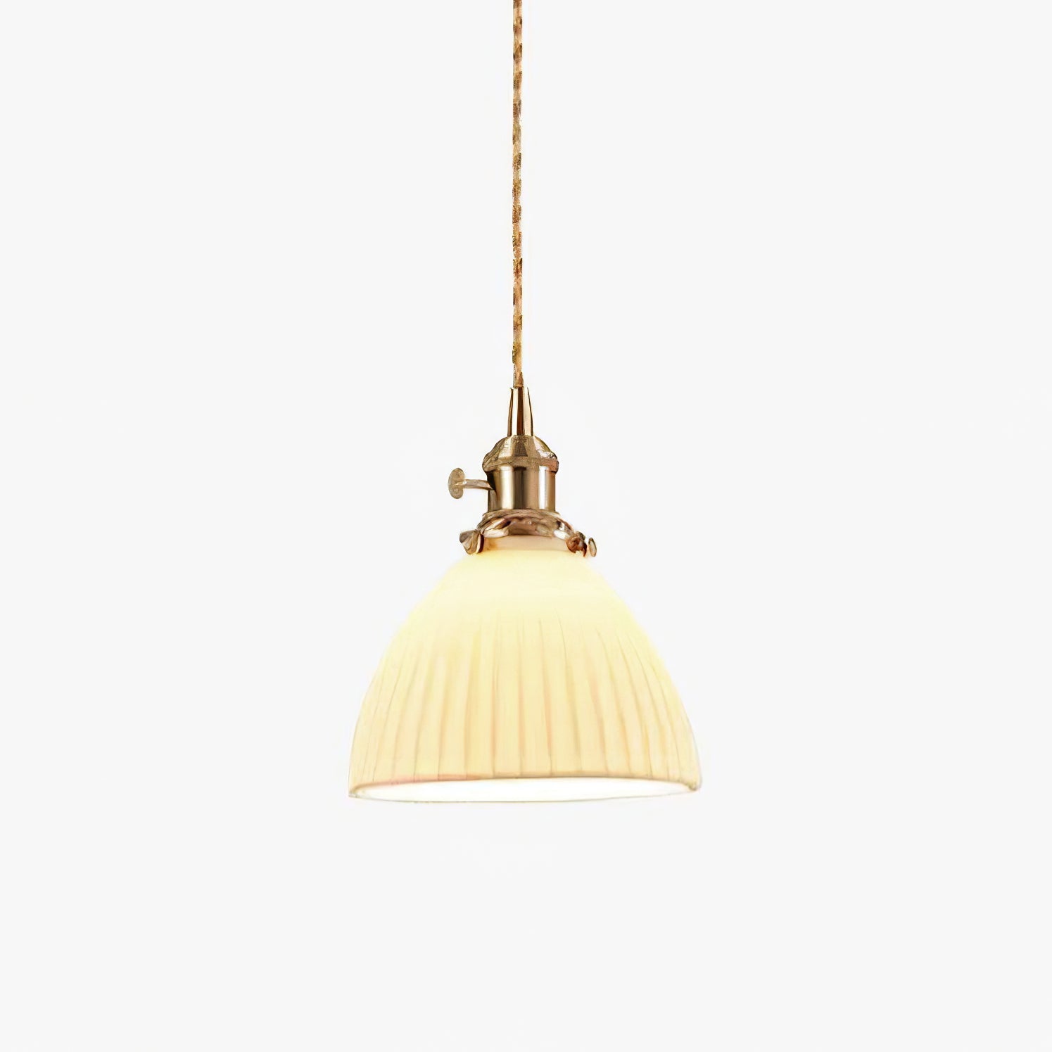 Brass Pleated Ceramic Pendant Lamp