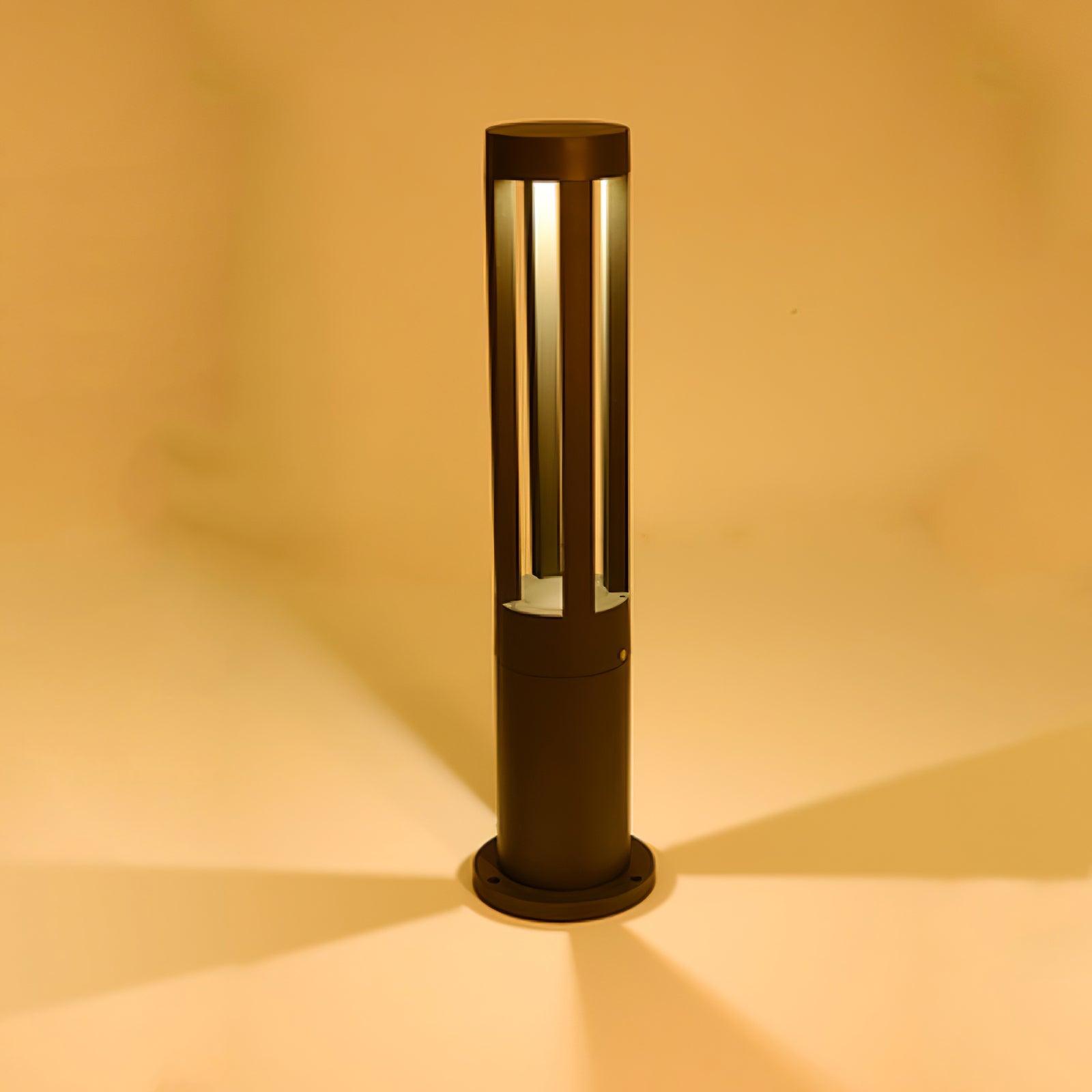 Black Cylindrical Solar Outdoor Post Light