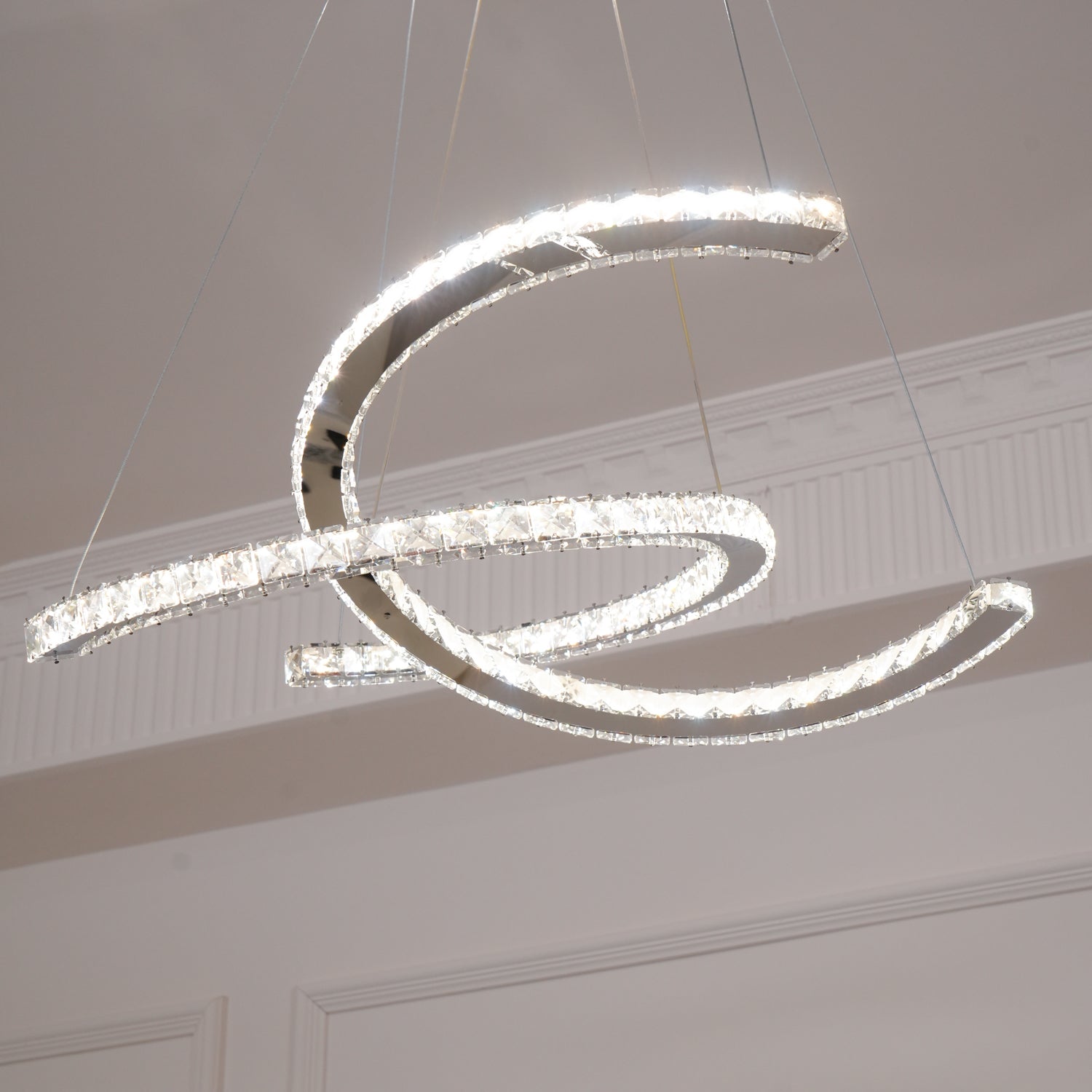 Modern Crystal Double C Chandelier