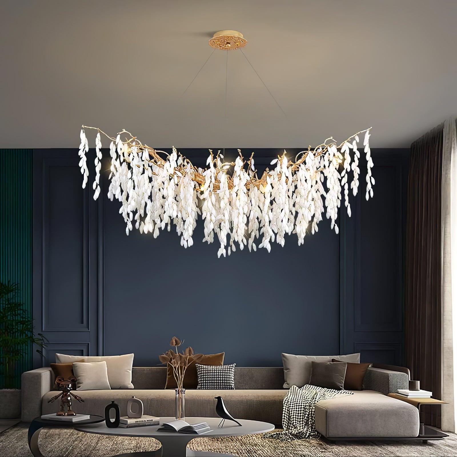 White Jade Branch Brass Chandelier