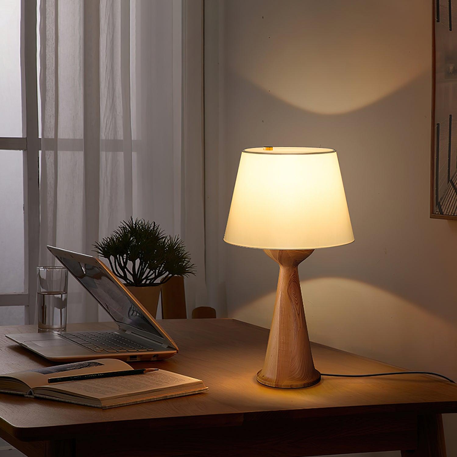 Hourglass Wood Table Lamp