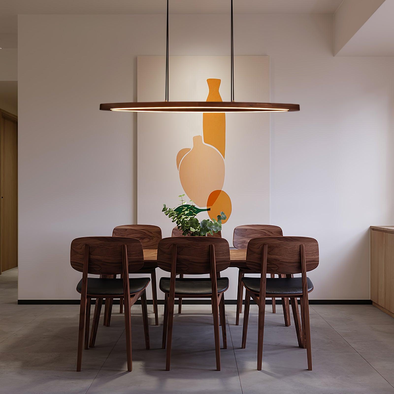 Walnut Arc Linear Pendant Lamp