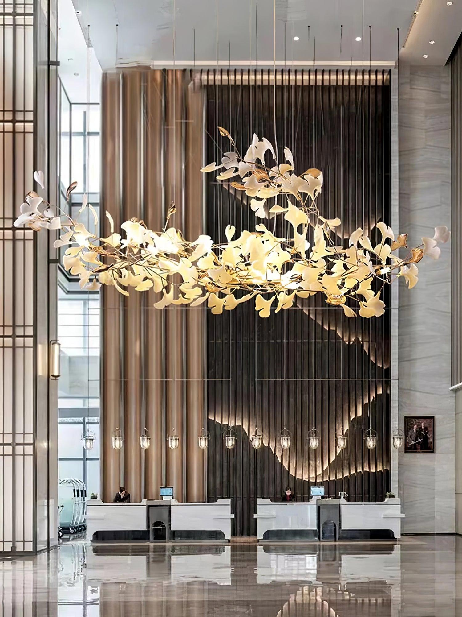 Gold White Leaves Combination Gingko Chandeliers