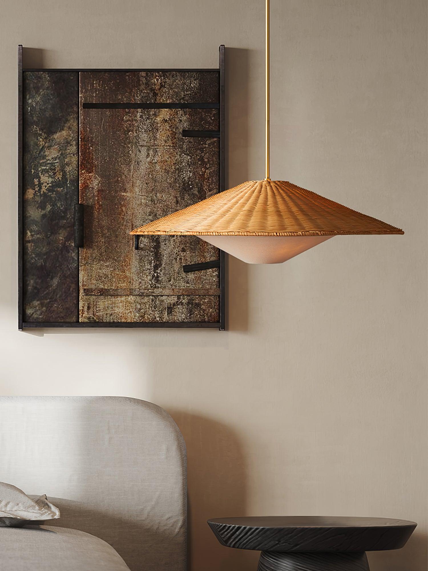 Rattan Hat Pendant Light