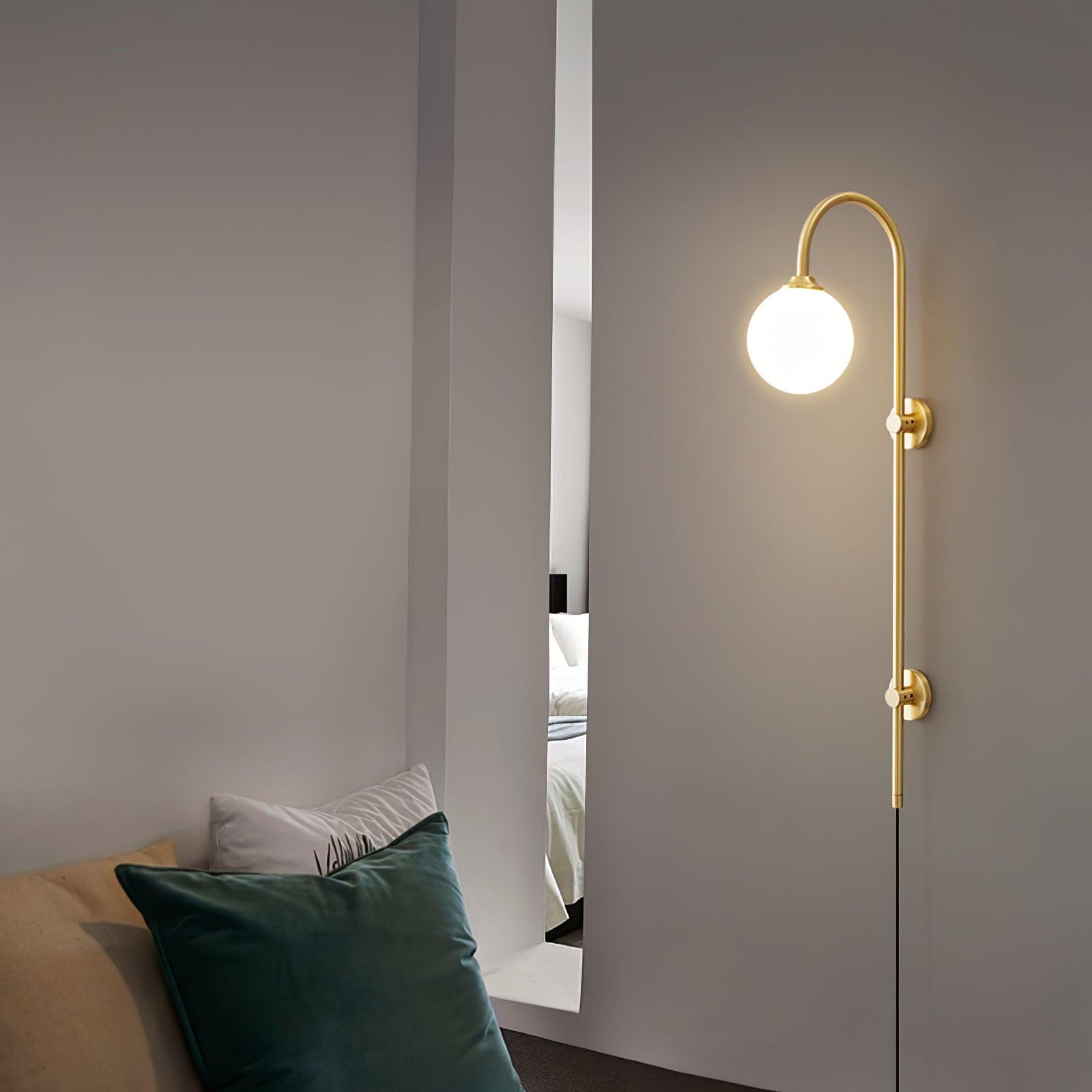 Globe Brass Plug-in Wall Sconce