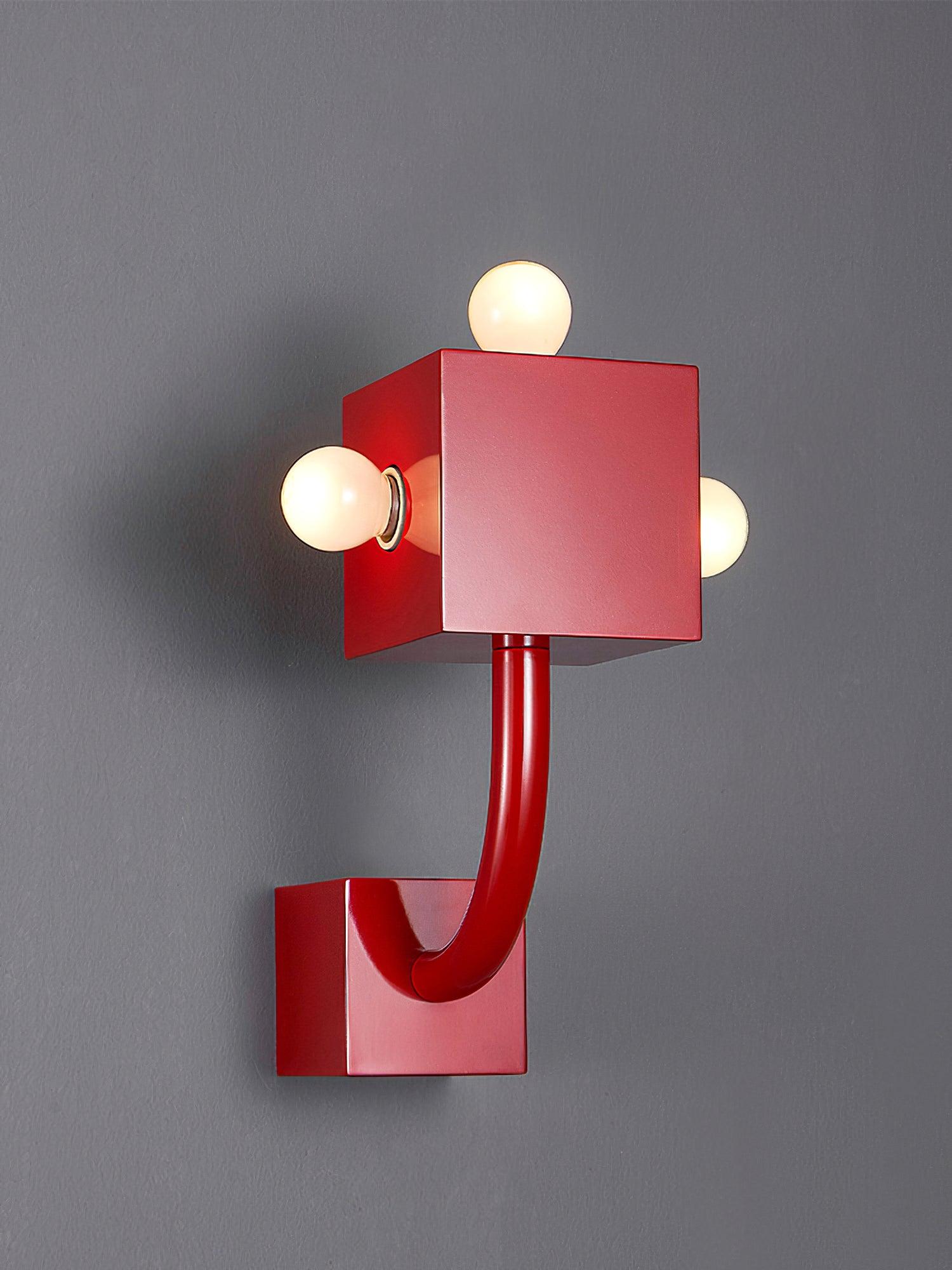 Red Cube Wall Lamp